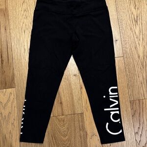 Calvin Klein Women’s Black Leggings with White Side Logo😊